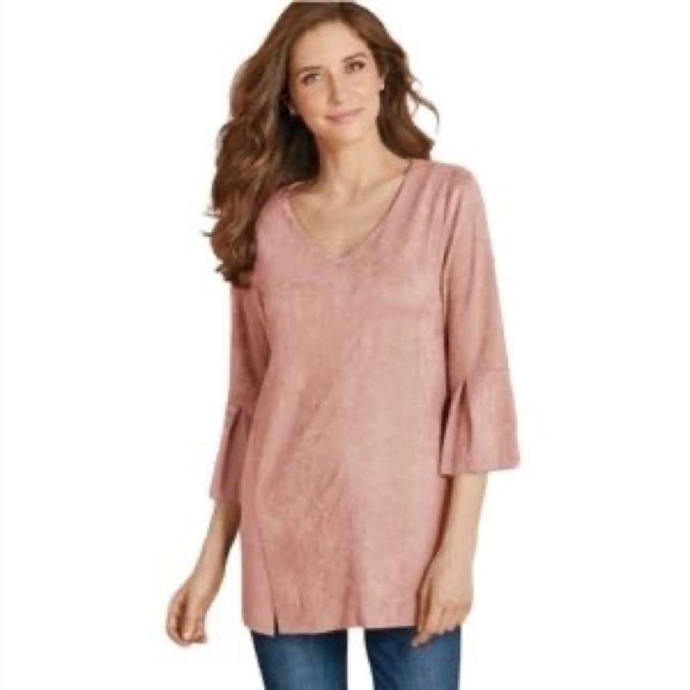 Soft‎ Surroundings Izzy Faux Suede Top Size XS